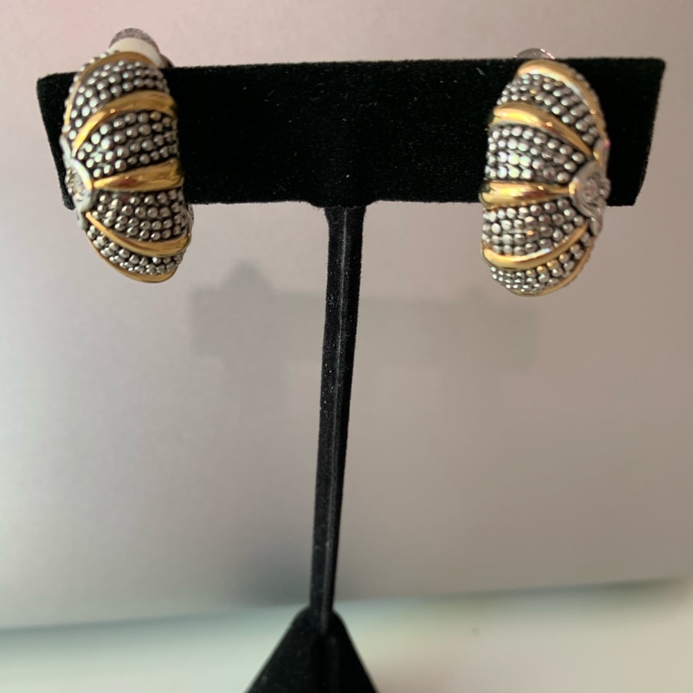 Unbranded gold and silver tone clip earrings with rhinestones. Heavy. Beautiful
